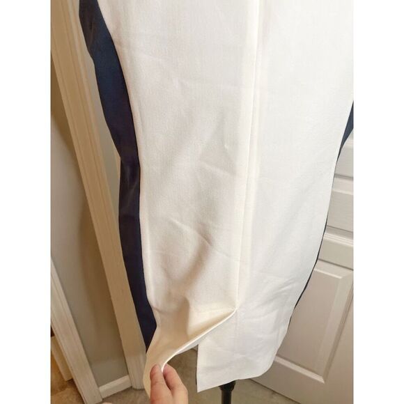 Elevenses Open Front Color Block Sleeveless Tailored Lined Pocket Tuxedo Vest - Picture 11 of 13